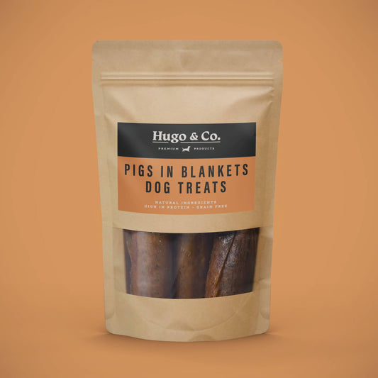 Hugo & Co Dog Treats - Pigs In Blankets Dog Treat Bag - 75g